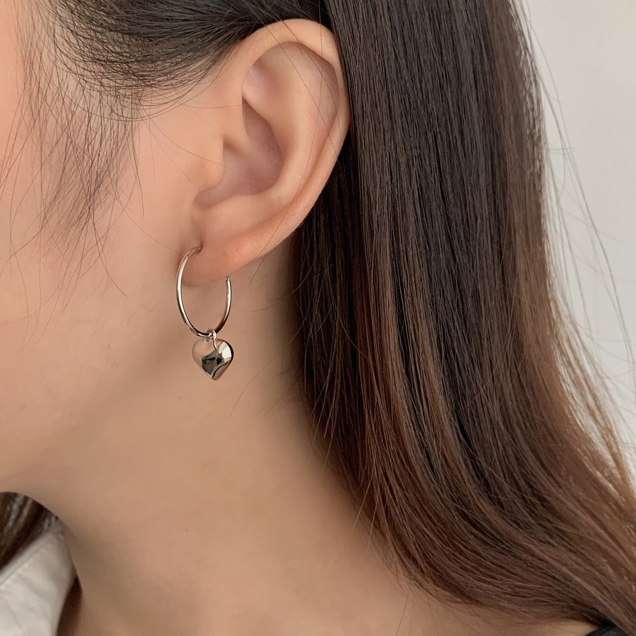 Boucles d'oreilles Joanne en argent 925 avec cœur dorée à l'or 18 K - OSAT PARIS JEWELRY