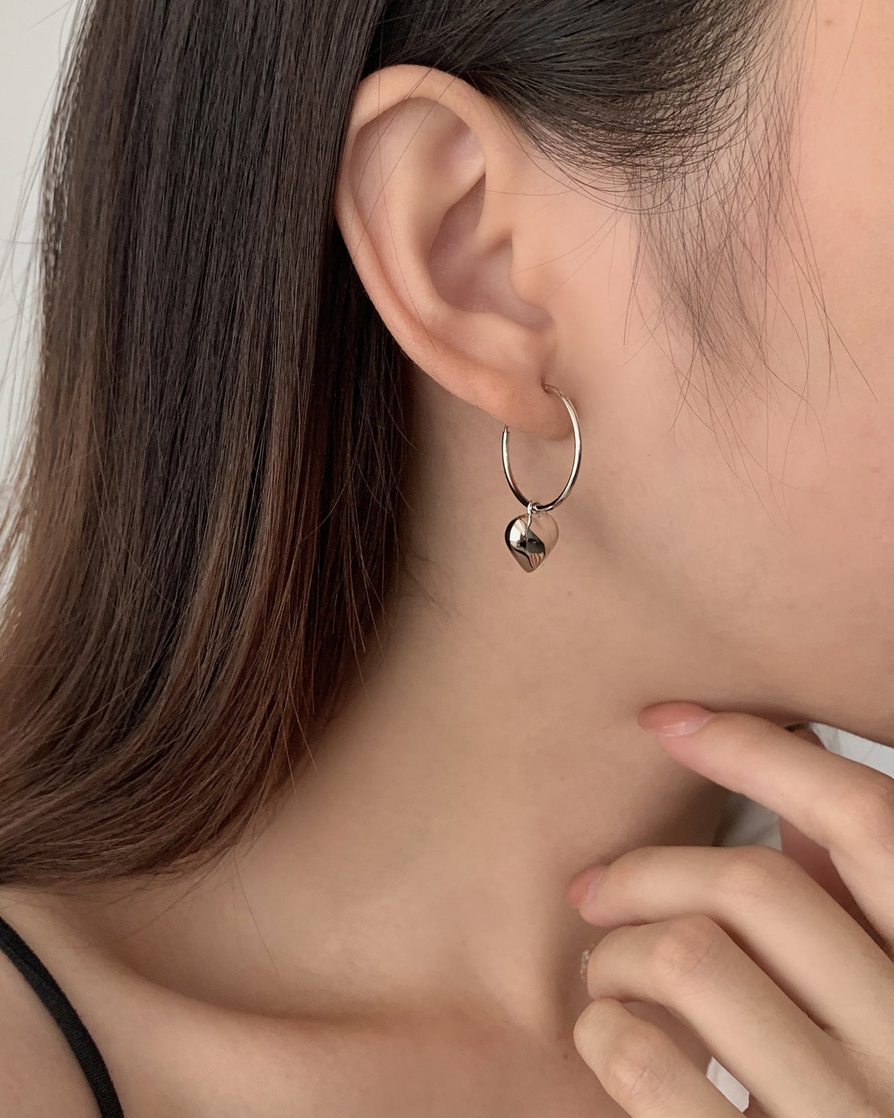 Boucles d'oreilles Joanne en argent 925 avec cœur dorée à l'or 18 K - OSAT PARIS JEWELRY