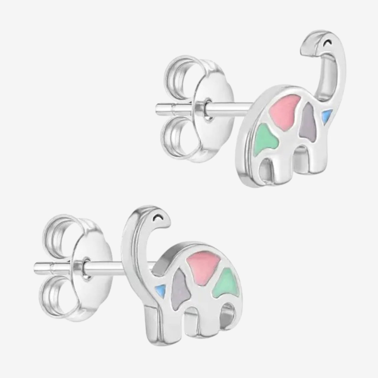Boucles d'oreilles Charlotte en argent rhodié dinosaure