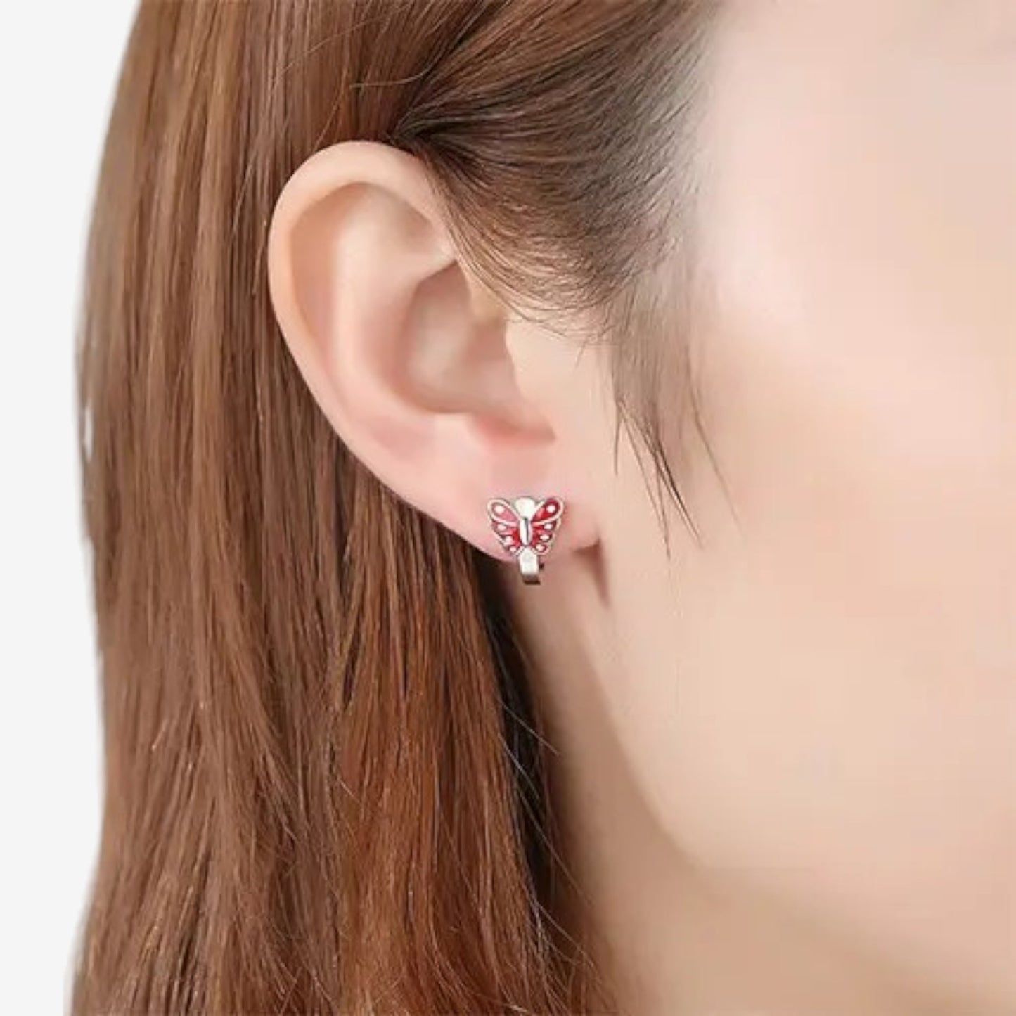 Boucles d'oreilles Anne en argent rhodié papillon