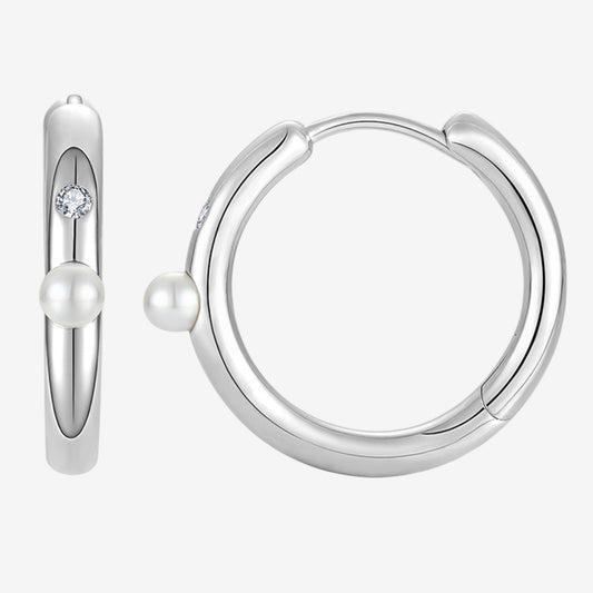 Boucles d'oreilles Emanuel en argent 925, perles d'eau douce et Oxydes de Zirconium