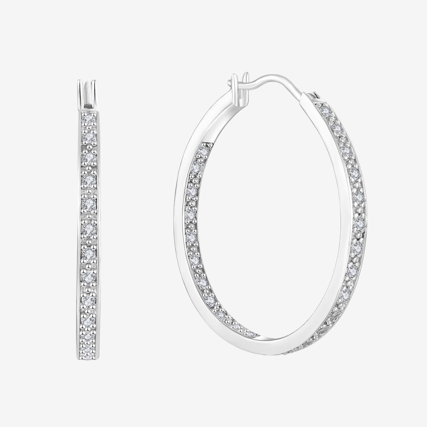 Boucles d'oreilles créoles Helene en argent 925 et oxydes de zirconium