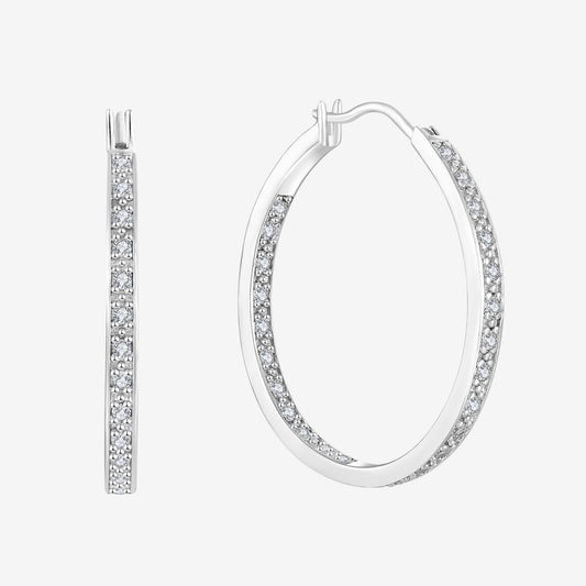 Boucles d'oreilles créoles Helene en argent 925 et oxydes de zirconium