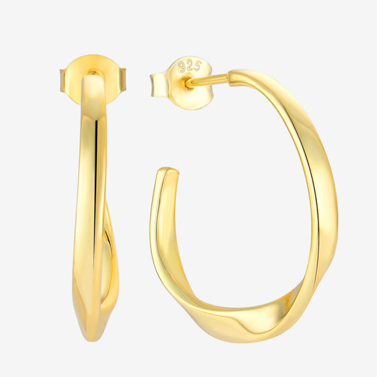 Boucles d'Oreilles en Argent 925 Dorée à l'or Jaune 18k