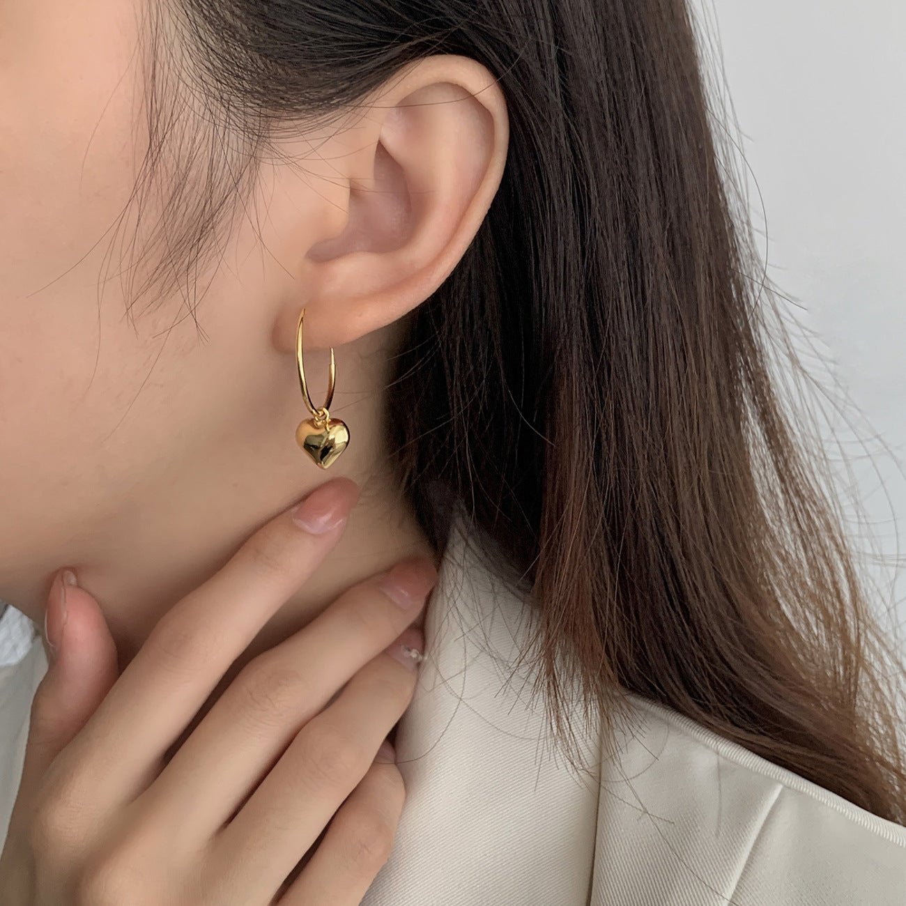 Boucles d'oreilles Joanne en argent 925 avec cœur dorée à l'or 18 K - OSAT PARIS JEWELRY
