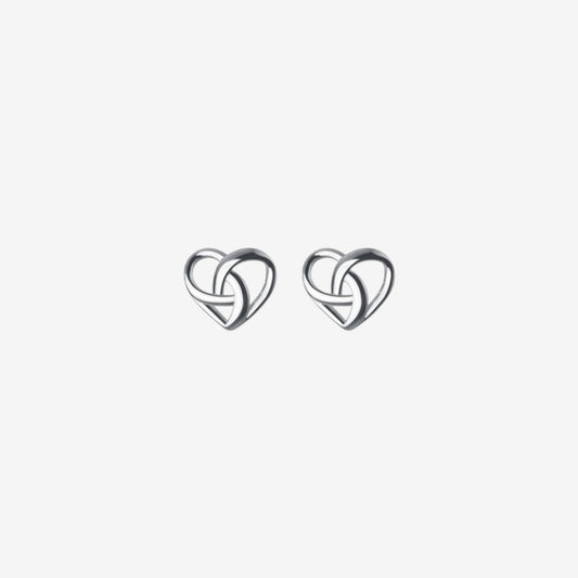 Boucles d'oreilles Laura clous en argent rhodié en forme de cœur