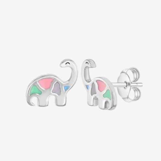 Boucles d'oreilles Charlotte en argent rhodié dinosaure