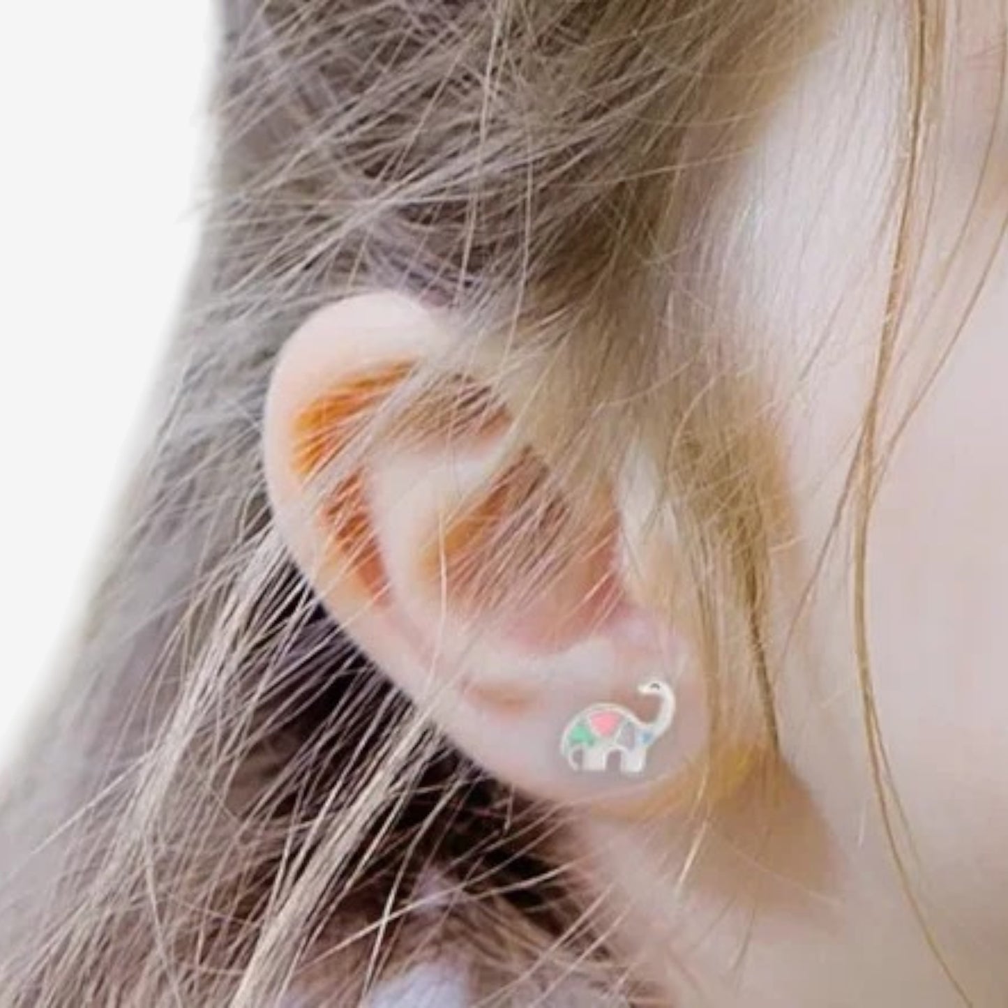 Boucles d'oreilles Charlotte en argent rhodié dinosaure