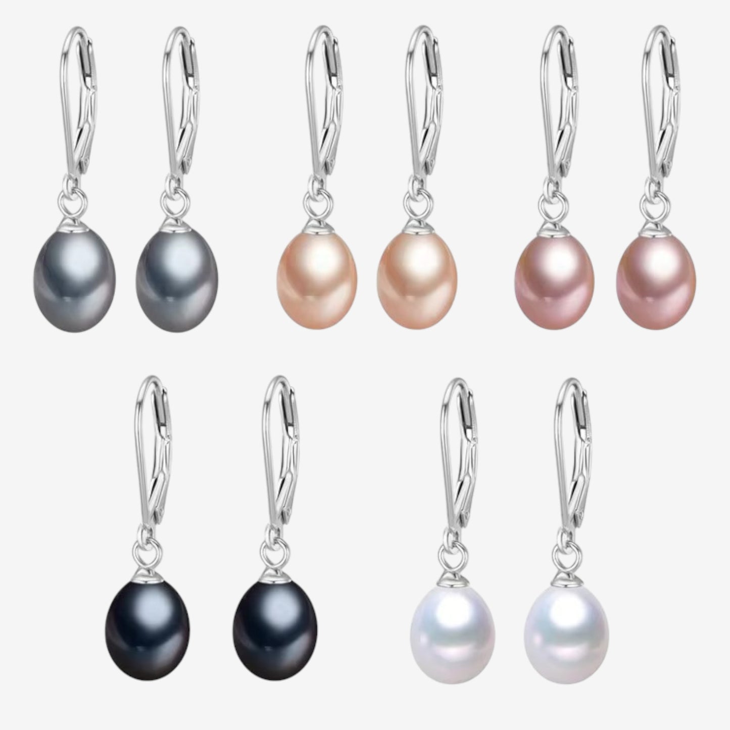Boucles d'oreilles Millicent en argent rhodié et perles d'eau douce