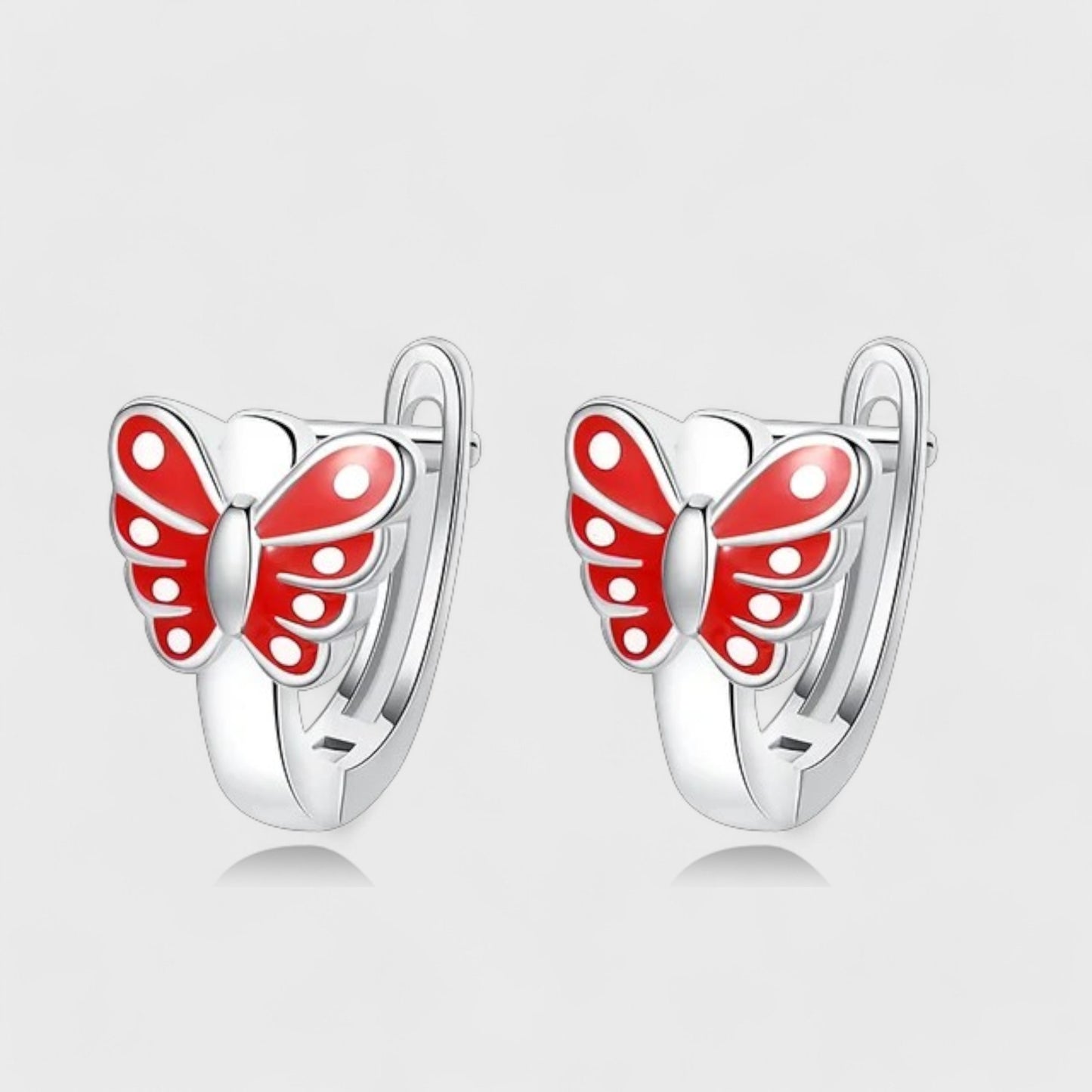 Boucles d'oreilles Anne en argent rhodié papillon